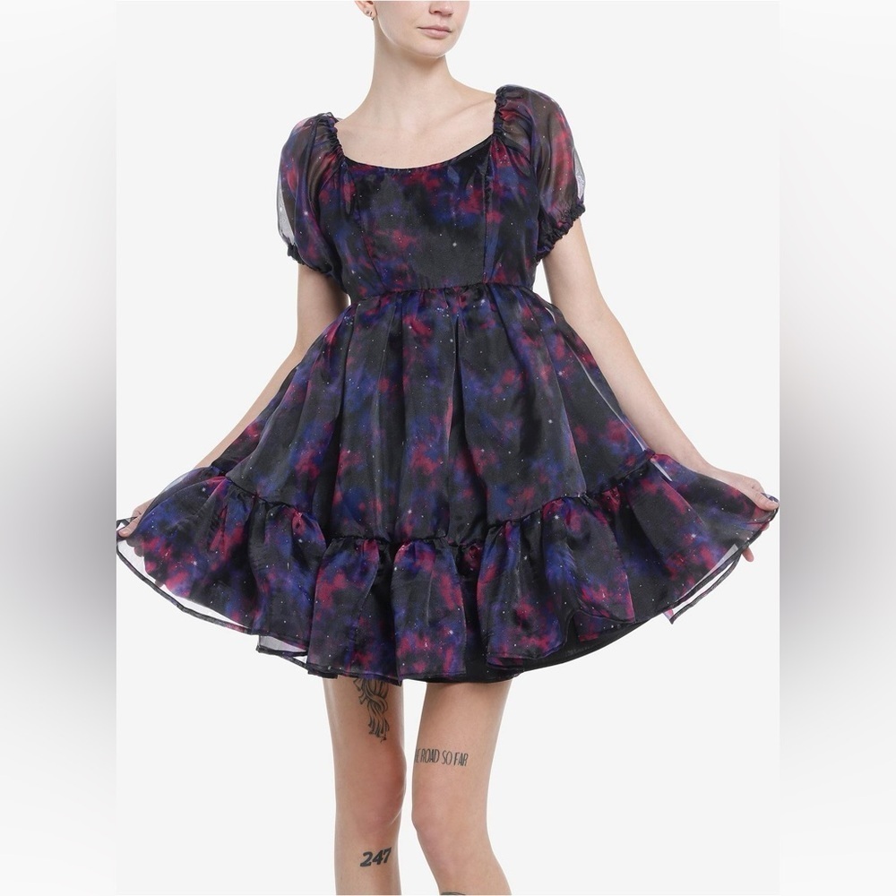 Cosmic Aura Galaxy Tiered Organza Dress, medium